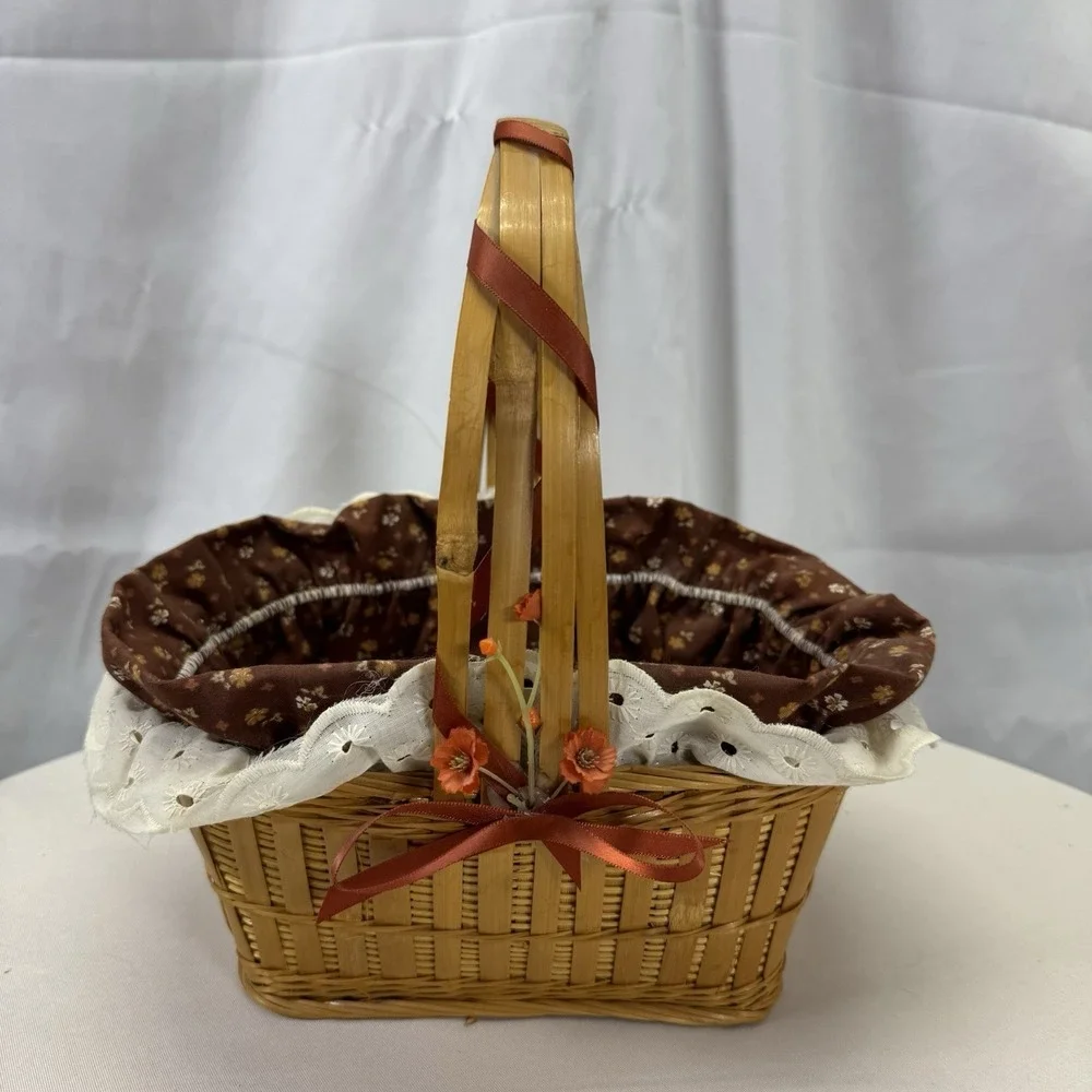 Vintage‎ Basket With Brown Floral Liner